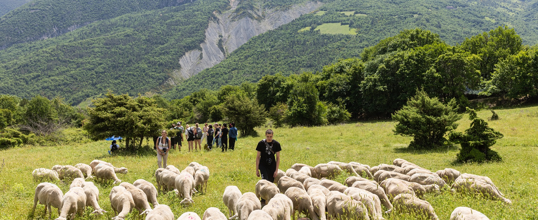 Students hike in the mountains of Abruzzo